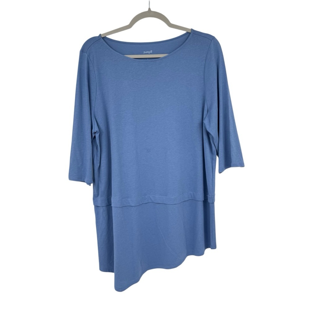 J. Jill pure Jill Womens Size Large blue boat neck assymetrical hem top tunic